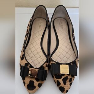 Cole Haan Women's Animal Print Flats with Black Bow